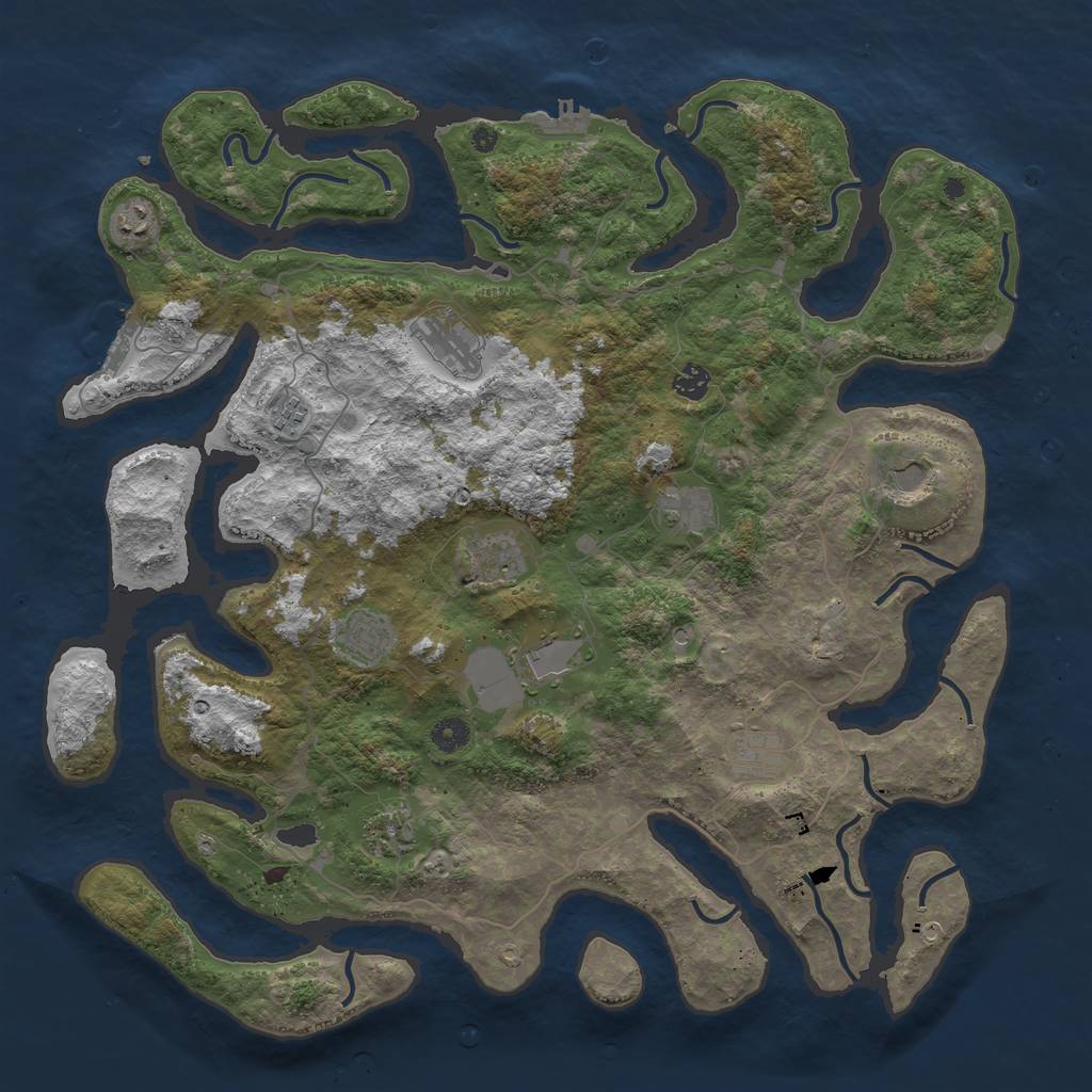 Rust Map: Procedural Map, Size: 4500, Seed: 1892873498, 16 Monuments