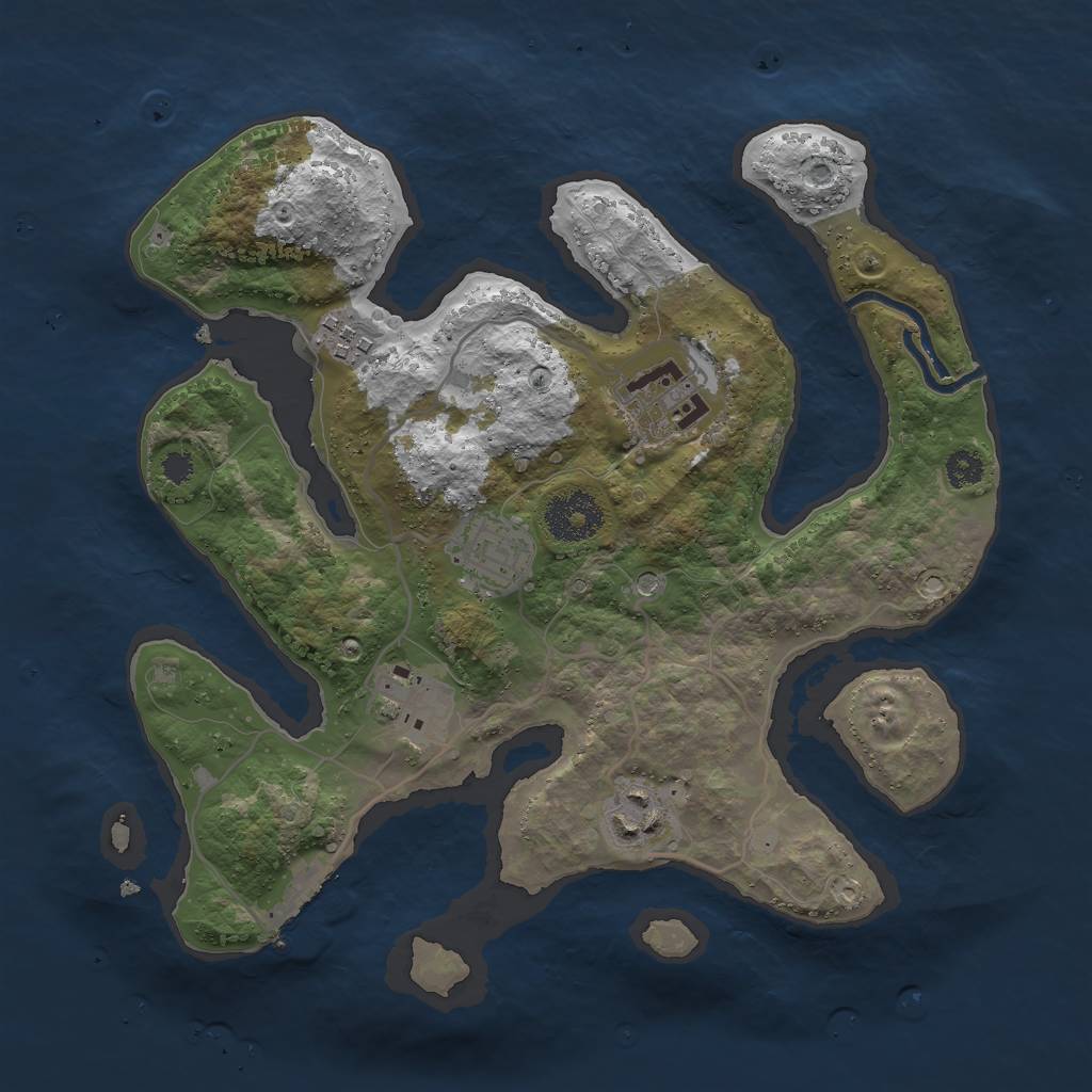 Rust Map: Procedural Map, Size: 3000, Seed: 2342323, 9 Monuments