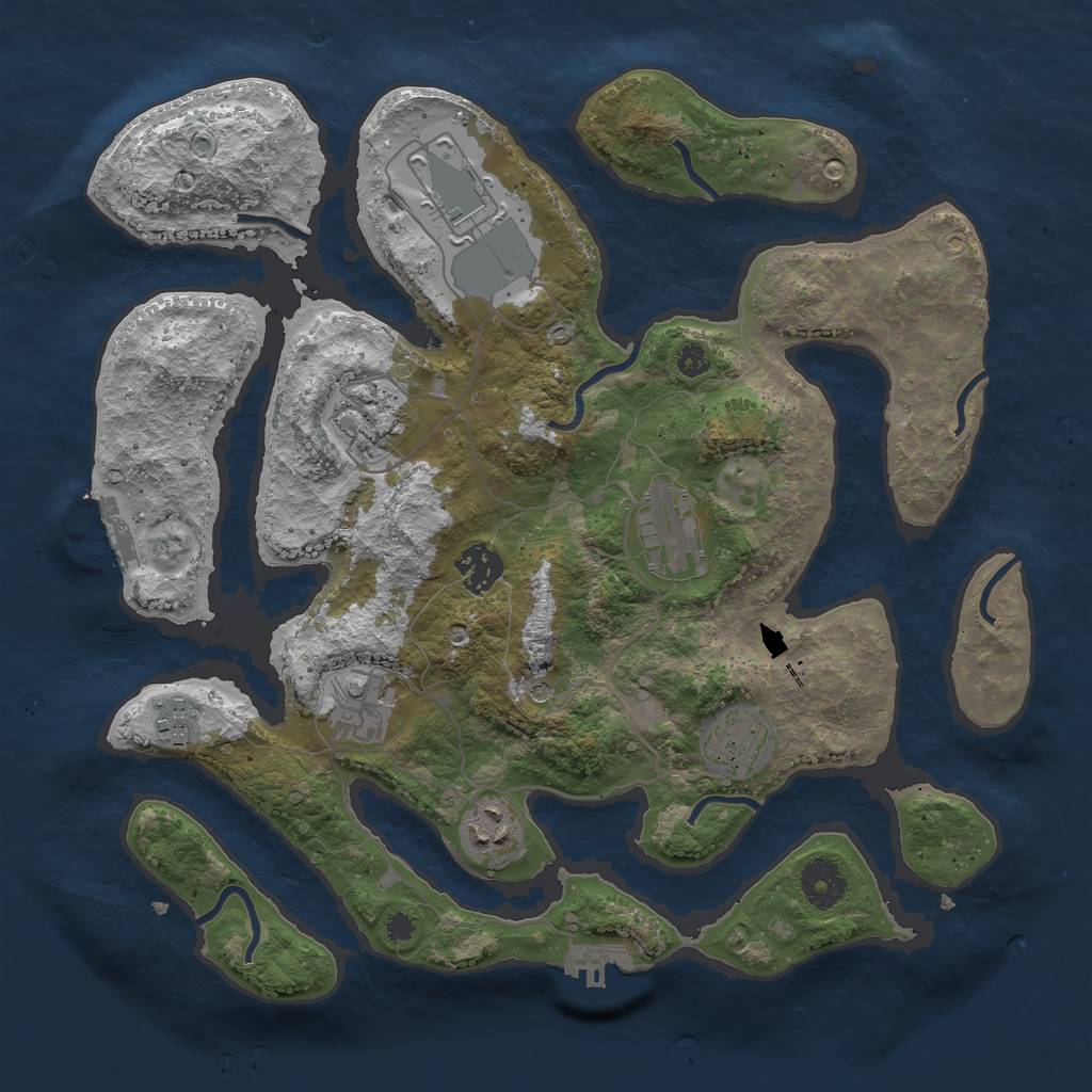 Rust Map: Procedural Map, Size: 3500, Seed: 92150512, 13 Monuments