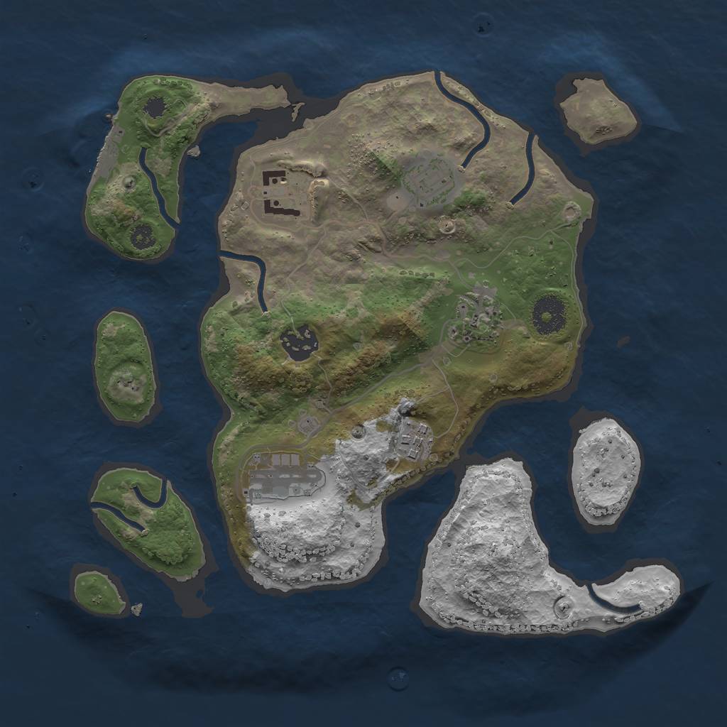 Rust Map: Procedural Map, Size: 3000, Seed: 1446615079, 9 Monuments