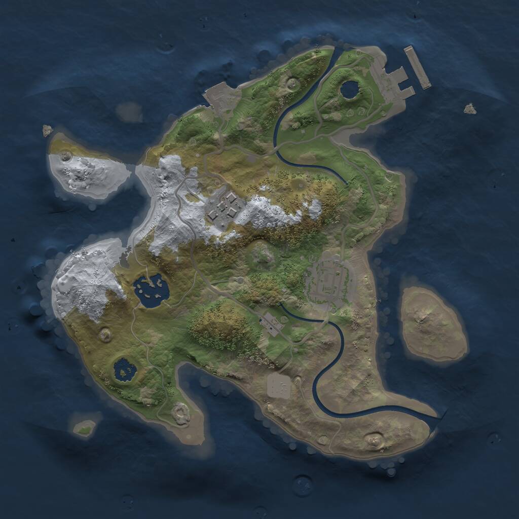 Rust Map: Procedural Map, Size: 2300, Seed: 745743, 5 Monuments