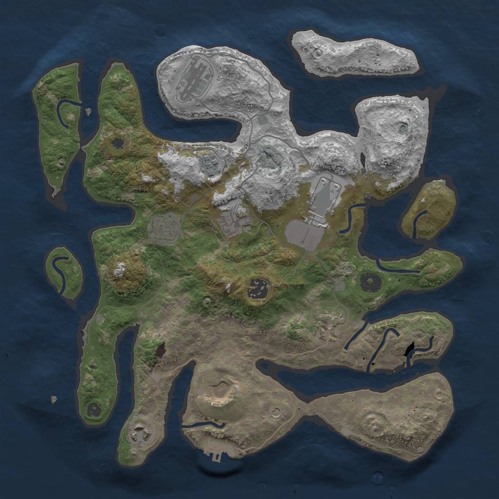 Rust Map: Procedural Map, Size: 3551, Seed: 819492331, 13 Monuments