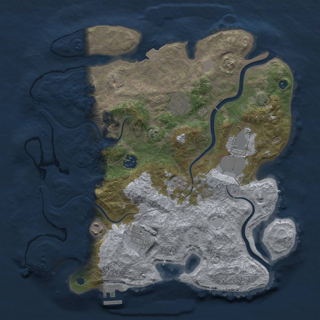 Rust Map: Procedural Map, Size: 3500, Seed: 782878386, 11 Monuments
