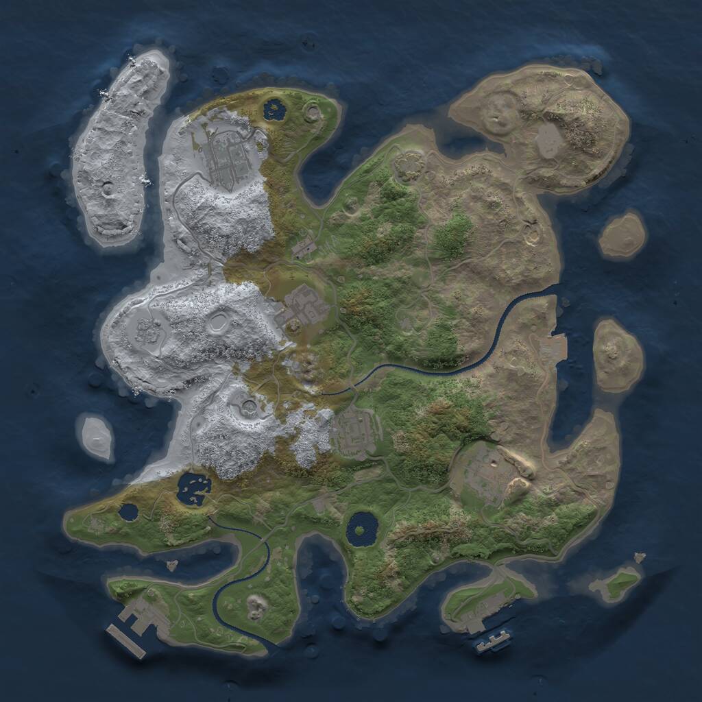 Rust Map: Procedural Map, Size: 3100, Seed: 6843, 11 Monuments