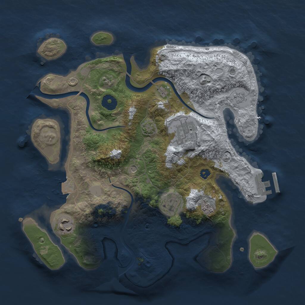 Rust Map: Procedural Map, Size: 3000, Seed: 621893755, 9 Monuments
