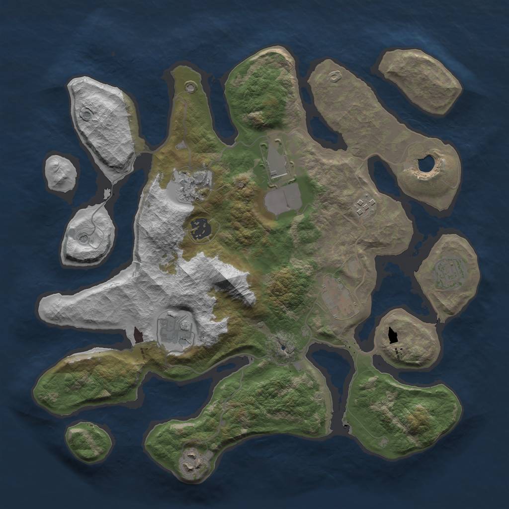 Rust Map: Barren, Size: 3600, Seed: 933936, 12 Monuments