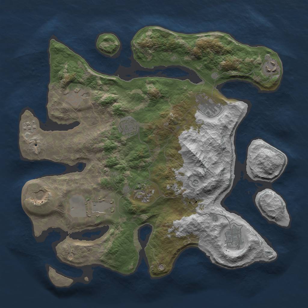 Rust Map: Barren, Size: 3600, Seed: 887351, 12 Monuments