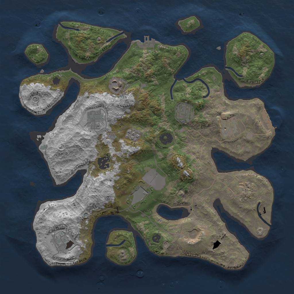 Rust Map: Procedural Map, Size: 3500, Seed: 233291, 15 Monuments