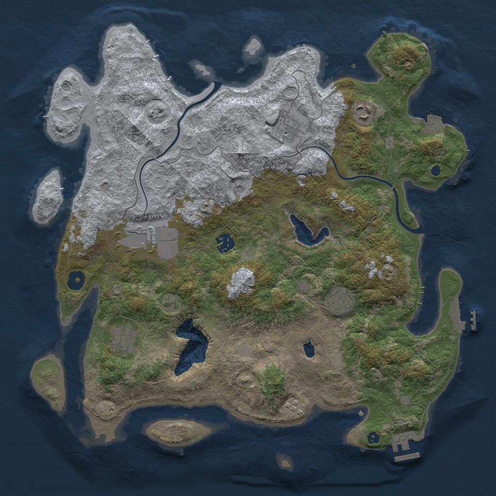 Rust Map: Procedural Map, Size: 4000, Seed: 161353395, 13 Monuments