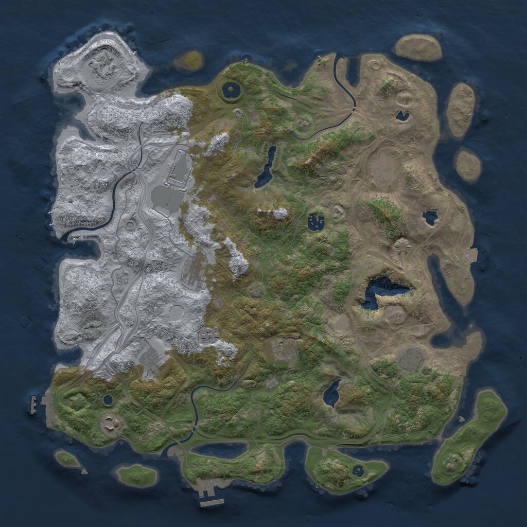 Rust Map: Procedural Map, Size: 4500, Seed: 620172, 16 Monuments