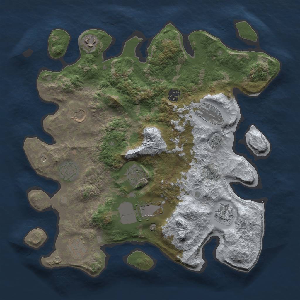 Rust Map: Barren, Size: 3600, Seed: 327108, 13 Monuments