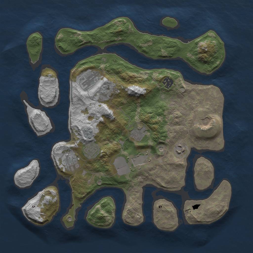 Rust Map: Barren, Size: 3600, Seed: 514411, 12 Monuments