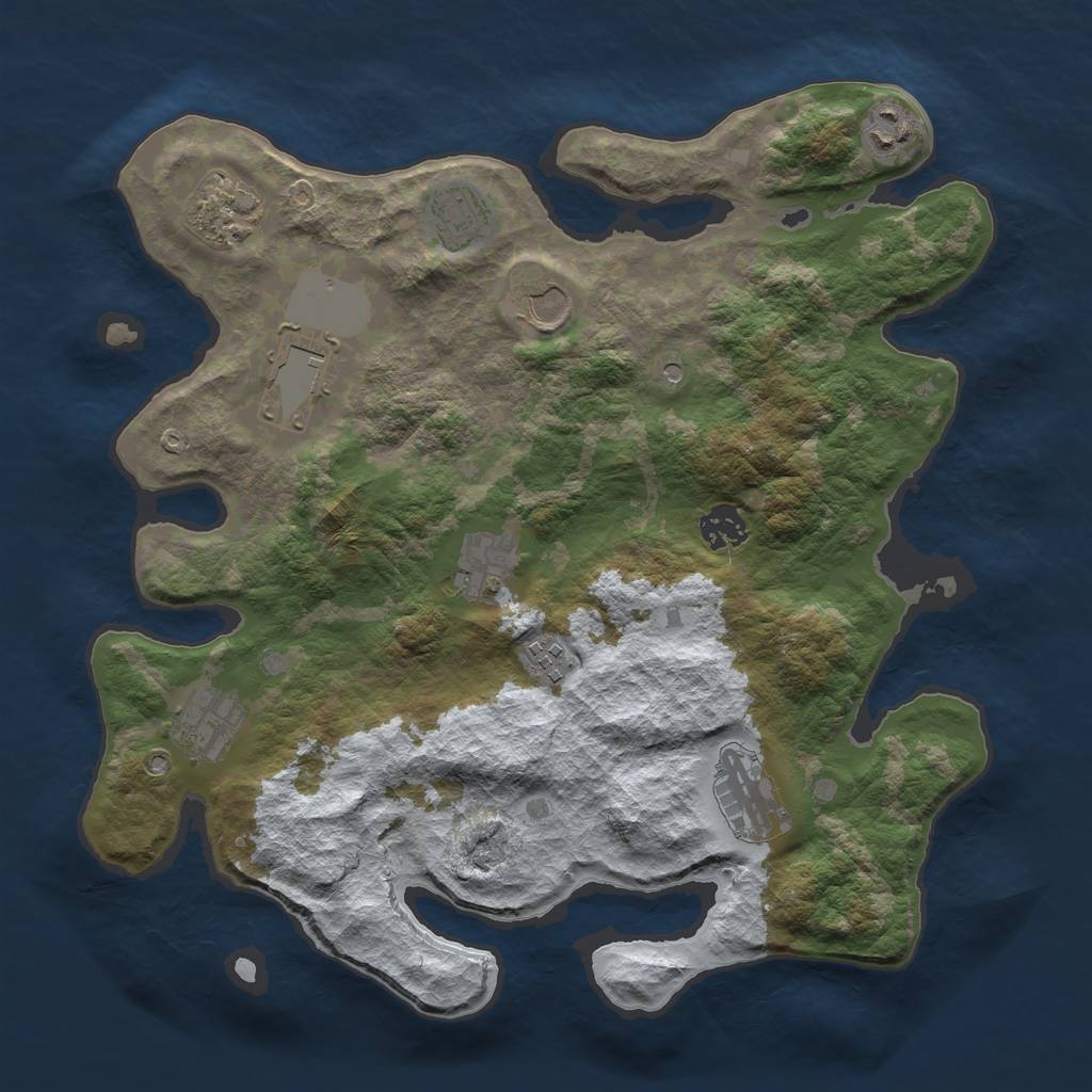 Rust Map: Barren, Size: 3600, Seed: 381784, 13 Monuments