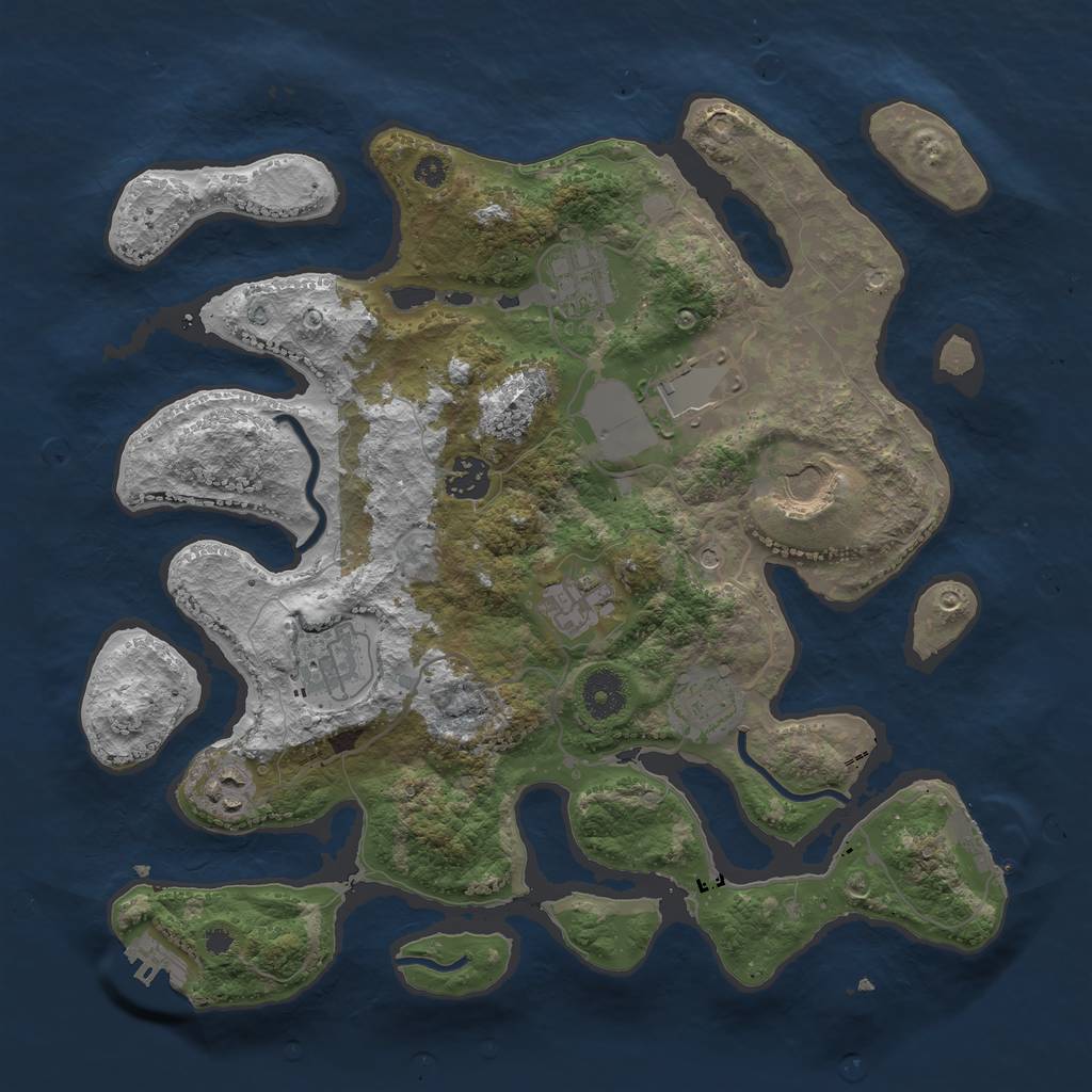Rust Map: Procedural Map, Size: 3600, Seed: 670364, 13 Monuments