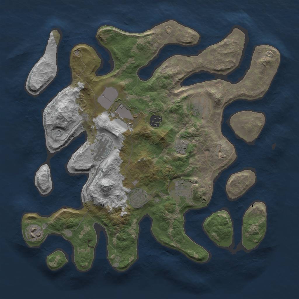 Rust Map: Barren, Size: 3600, Seed: 612450, 11 Monuments