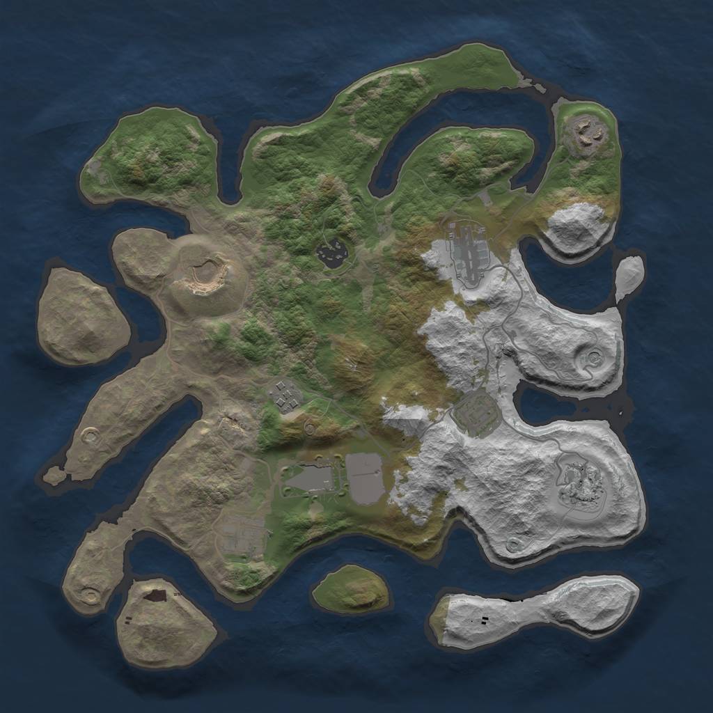 Rust Map: Barren, Size: 3600, Seed: 787967, 12 Monuments