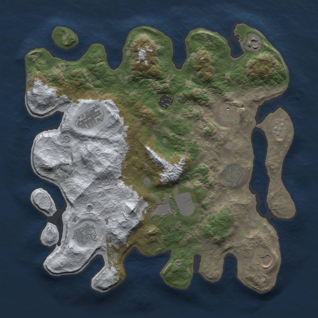 Rust Map: Barren, Size: 3600, Seed: 411092, 12 Monuments