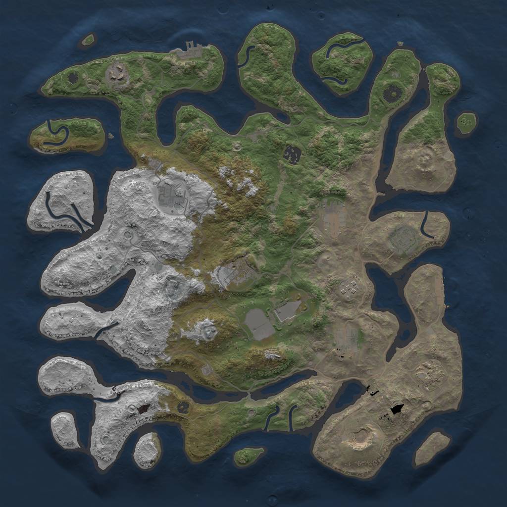 Rust Map: Procedural Map, Size: 4250, Seed: 946261140, 16 Monuments
