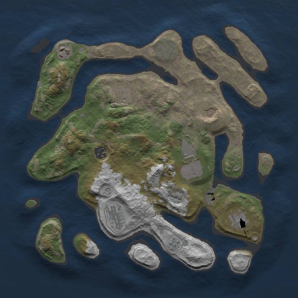 Rust Map: Barren, Size: 3600, Seed: 434954, 12 Monuments