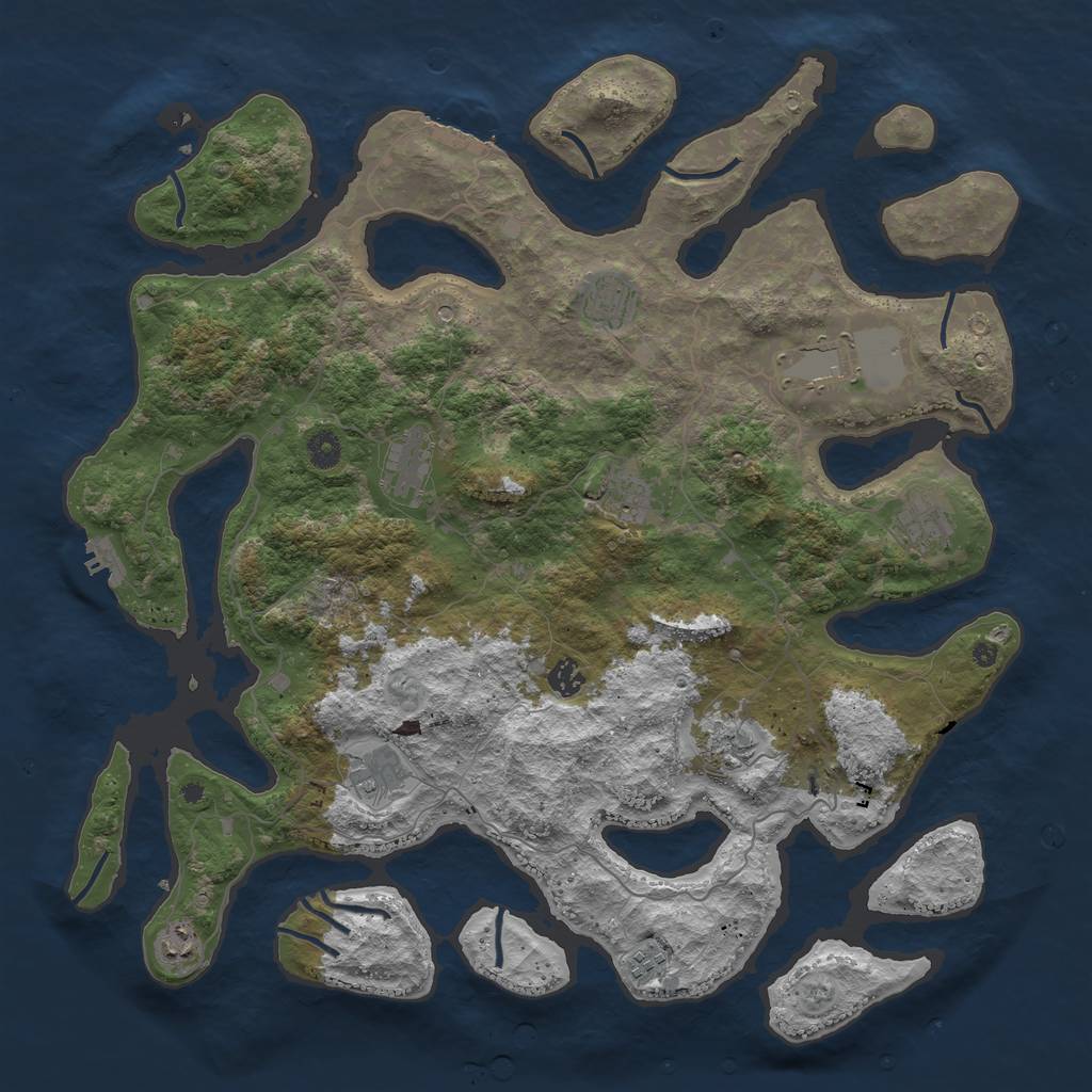 Rust Map: Procedural Map, Size: 4500, Seed: 280075, 15 Monuments