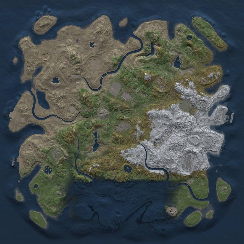 Rust Map: Procedural Map, Size: 4750, Seed: 616186629, 17 Monuments