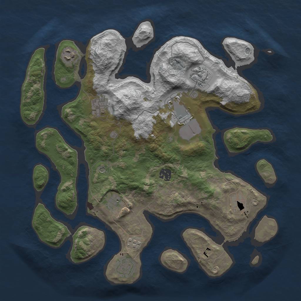 Rust Map: Barren, Size: 3600, Seed: 414517, 12 Monuments
