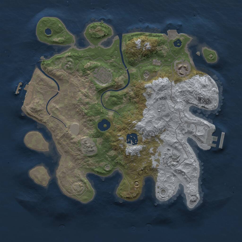 Rust Map: Procedural Map, Size: 3000, Seed: 826245697, 10 Monuments