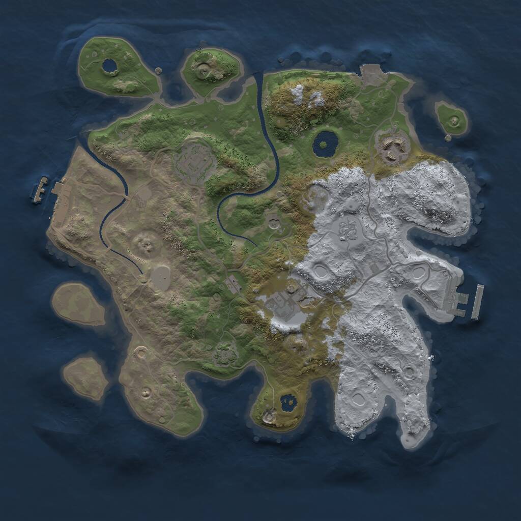 Rust Map: Procedural Map, Size: 3000, Seed: 826245697, 9 Monuments