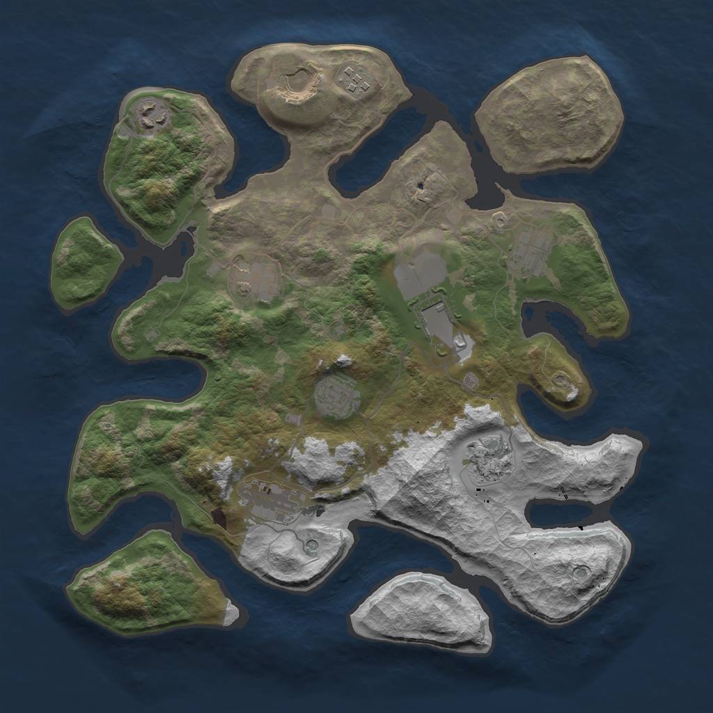 Rust Map: Barren, Size: 3600, Seed: 352244, 12 Monuments