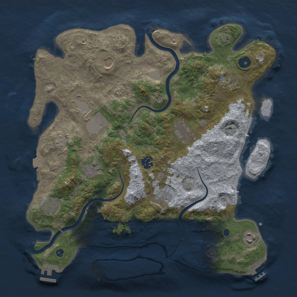 Rust Map: Procedural Map, Size: 3750, Seed: 465651575, 16 Monuments