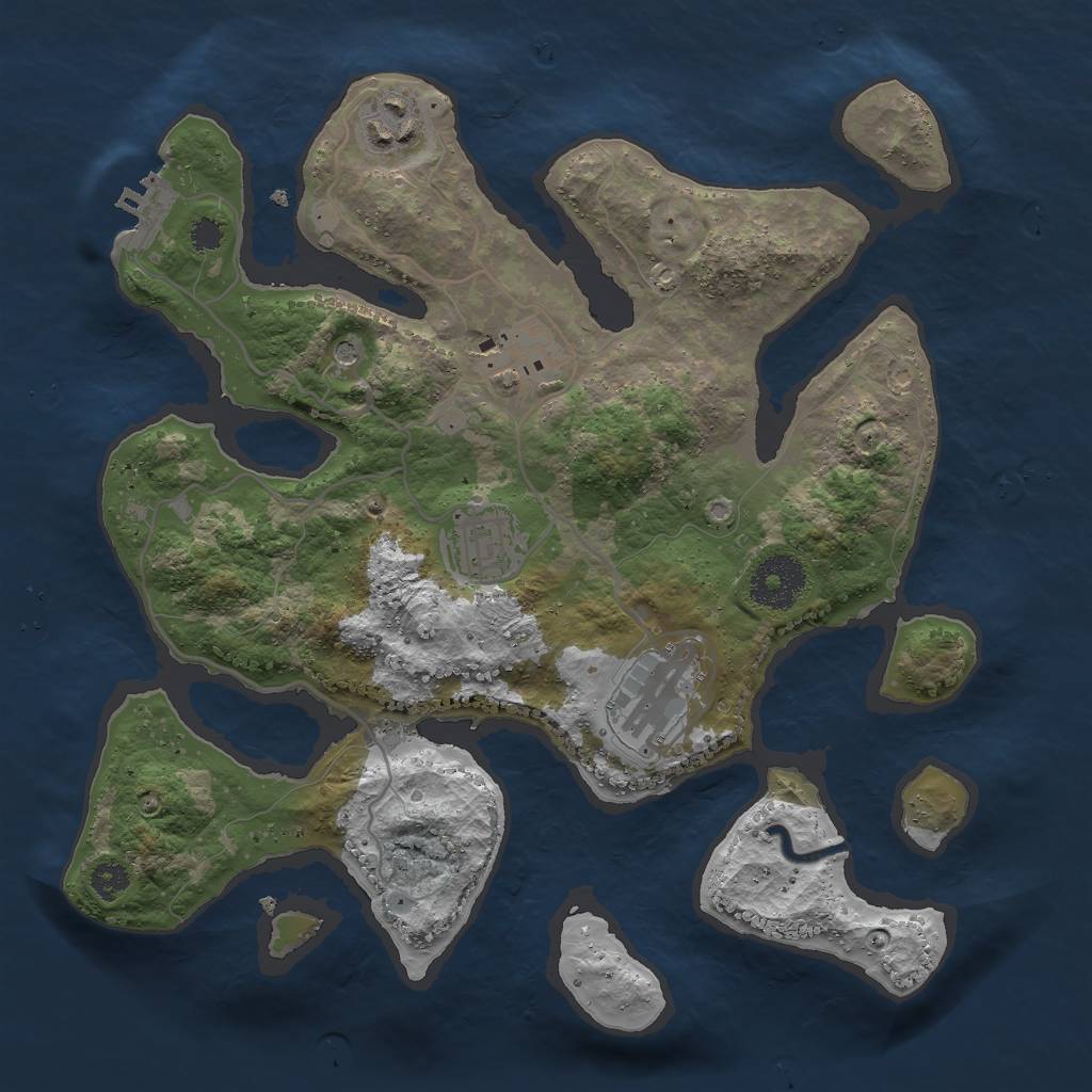 Rust Map: Procedural Map, Size: 3000, Seed: 1888475739, 8 Monuments