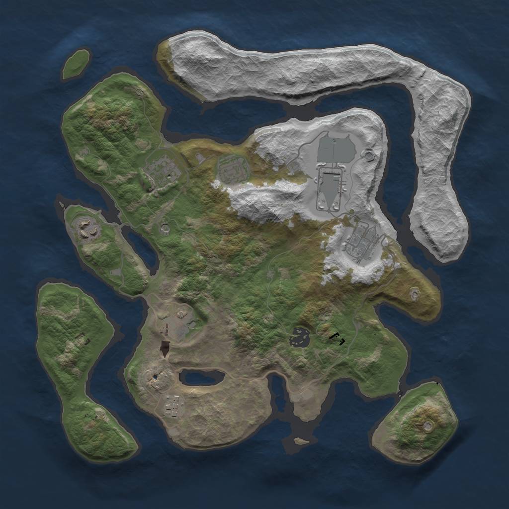 Rust Map: Barren, Size: 3600, Seed: 494722, 11 Monuments