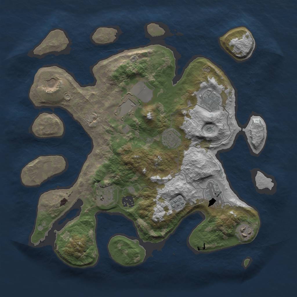 Rust Map: Barren, Size: 3600, Seed: 106700, 12 Monuments