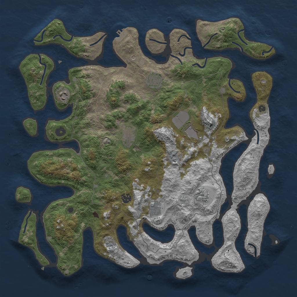 Rust Map: Procedural Map, Size: 4500, Seed: 162538294, 12 Monuments