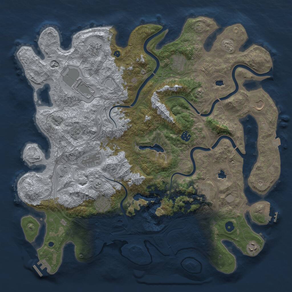 Rust Map: Procedural Map, Size: 4500, Seed: 16254178, 16 Monuments