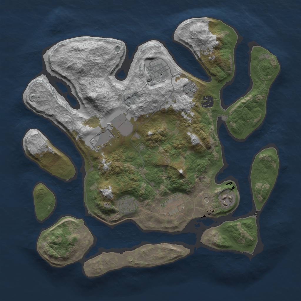 Rust Map: Barren, Size: 3600, Seed: 641818, 10 Monuments