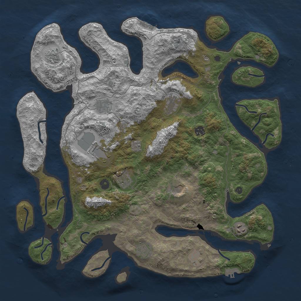 Rust Map: Procedural Map, Size: 4500, Seed: 16254294, 16 Monuments