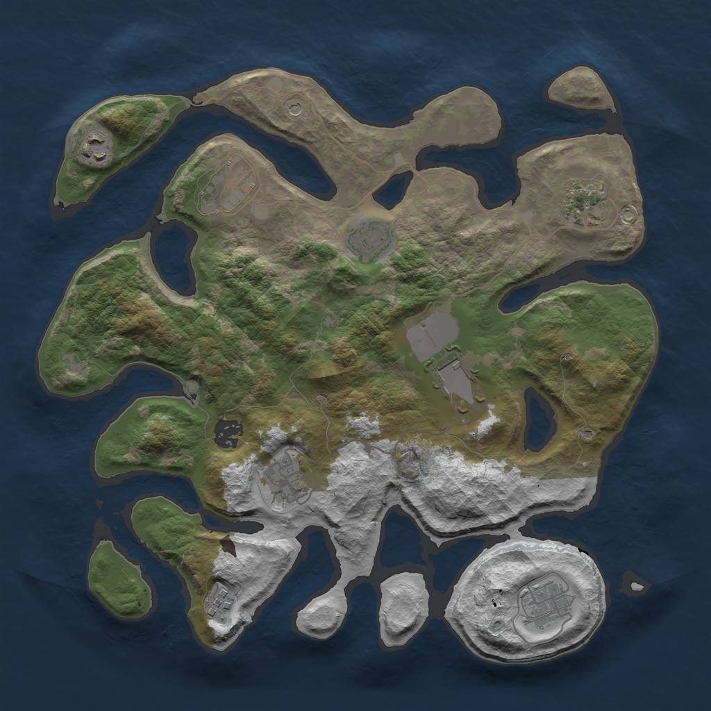 Rust Map: Barren, Size: 3600, Seed: 711731, 12 Monuments