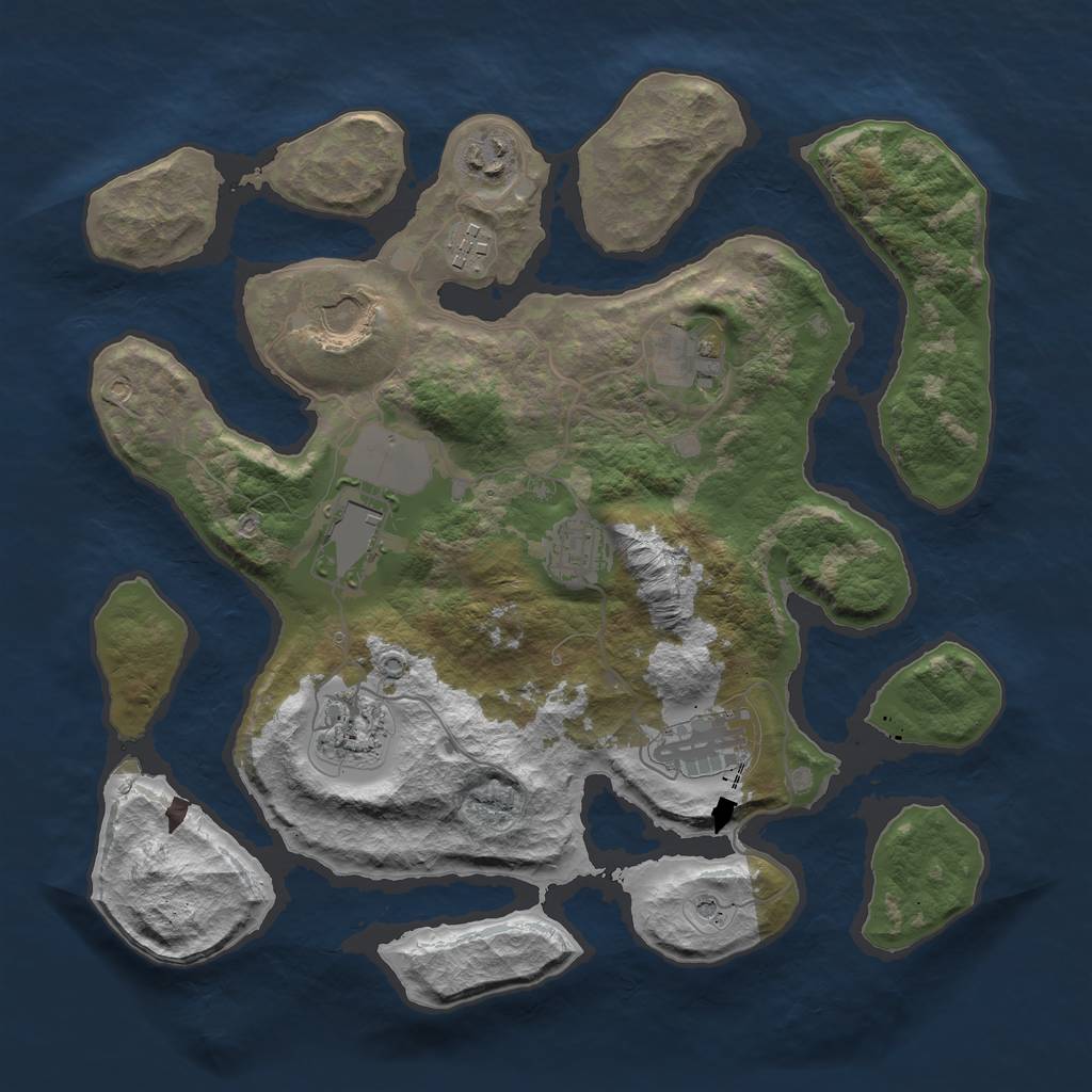 Rust Map: Barren, Size: 3500, Seed: 300621, 11 Monuments