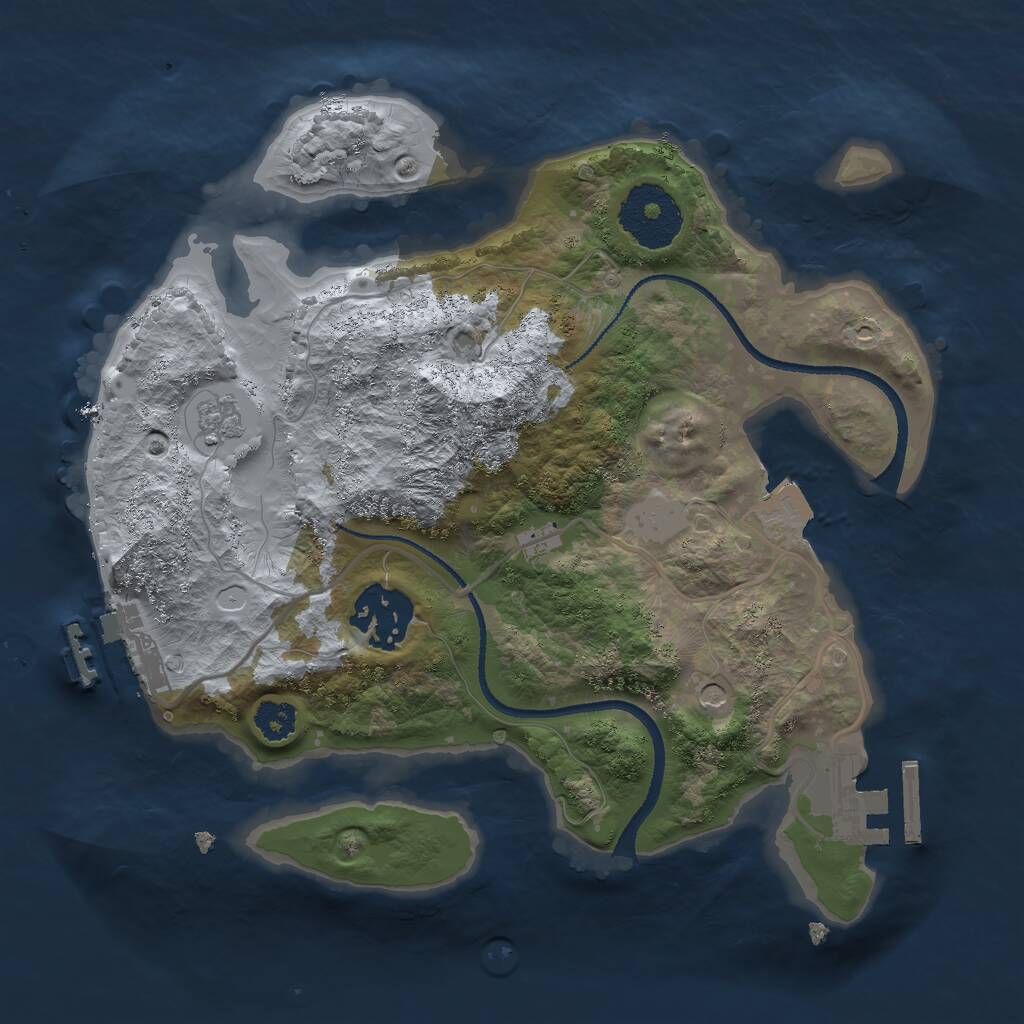 Rust Map: Procedural Map, Size: 2500, Seed: 837695318, 6 Monuments