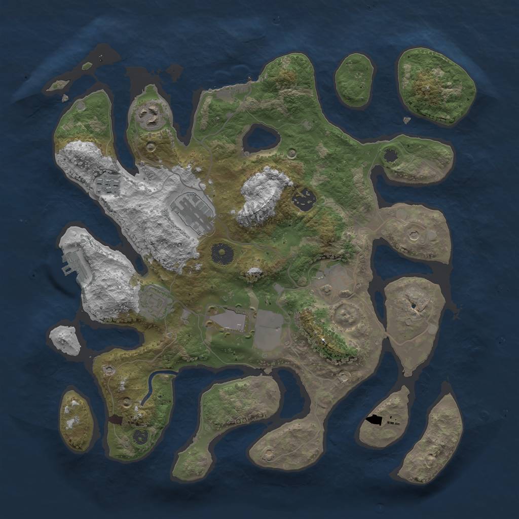 Rust Map: Procedural Map, Size: 3500, Seed: 506825, 12 Monuments