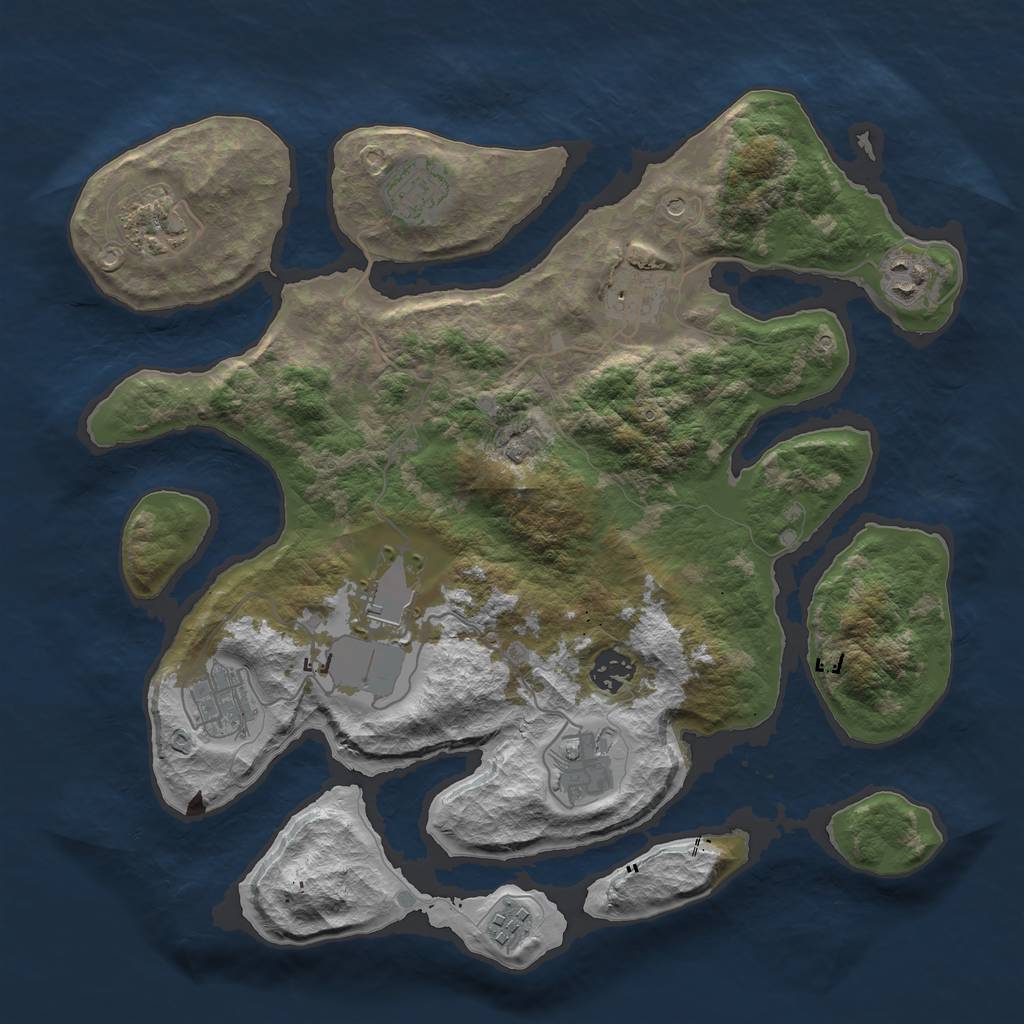 Rust Map: Barren, Size: 3600, Seed: 244290, 12 Monuments