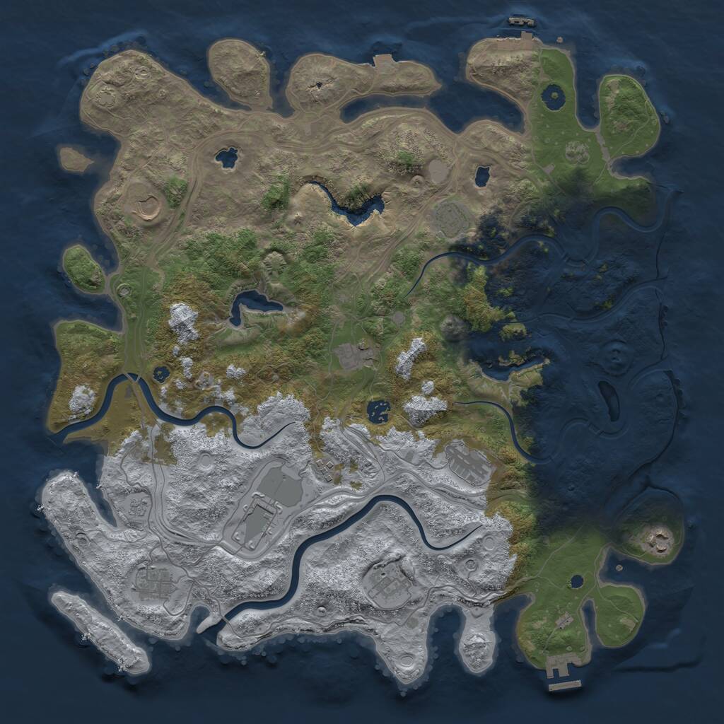 Rust Map: Procedural Map, Size: 4500, Seed: 16254369, 16 Monuments