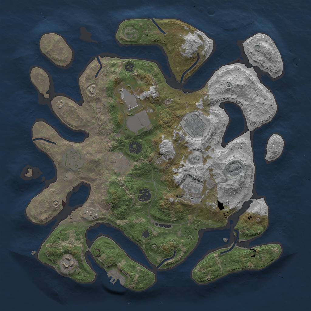 Rust Map: Procedural Map, Size: 3550, Seed: 27481, 12 Monuments