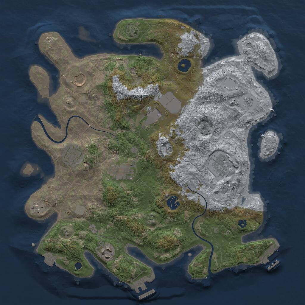 Rust Map: Procedural Map, Size: 3550, Seed: 27481, 14 Monuments