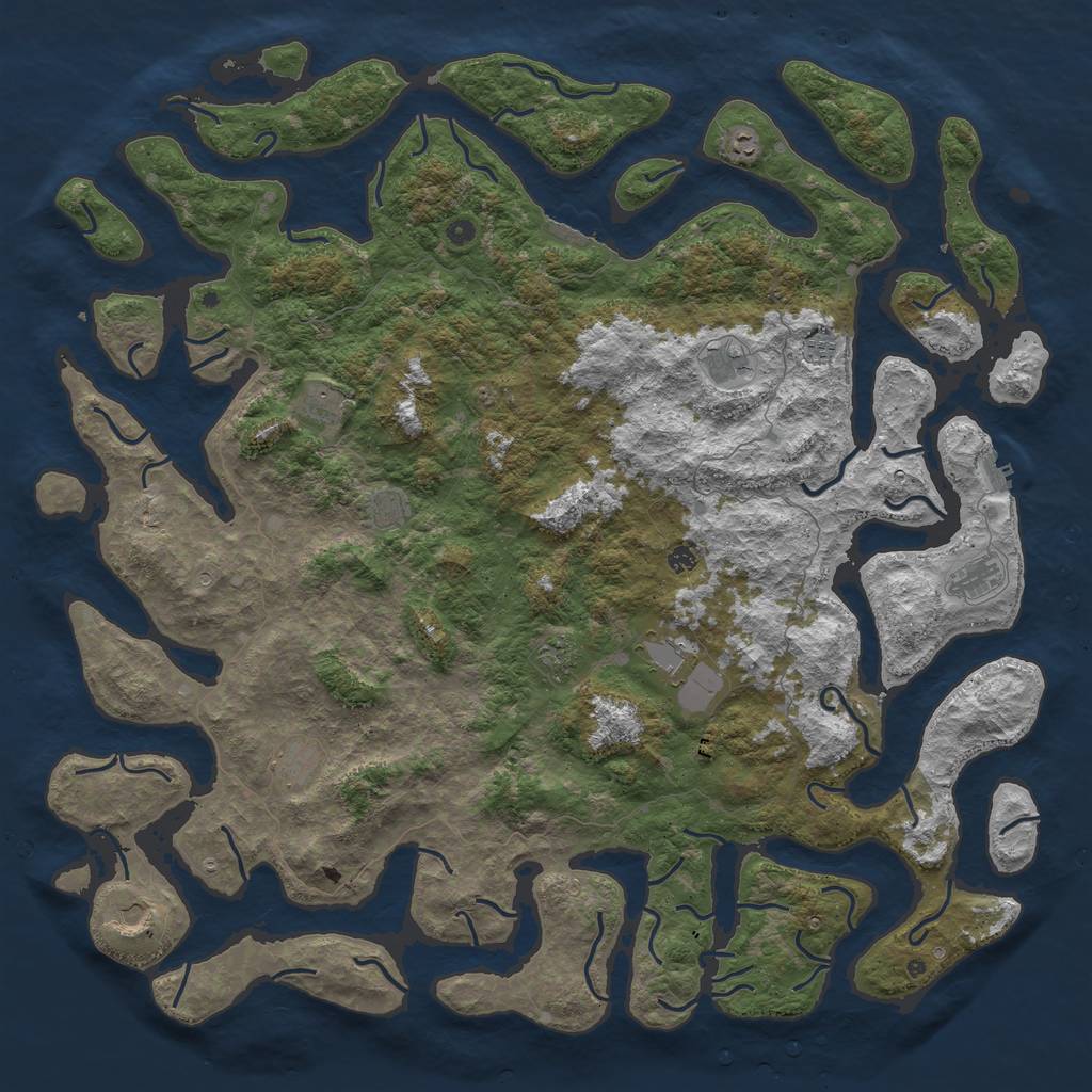 Rust Map: Procedural Map, Size: 6000, Seed: 2323, 16 Monuments