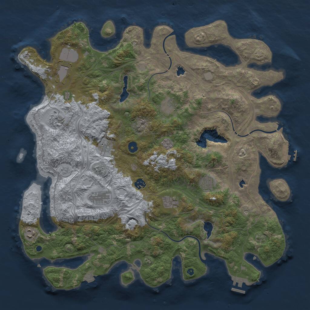 Rust Map: Procedural Map, Size: 4500, Seed: 16254557, 16 Monuments