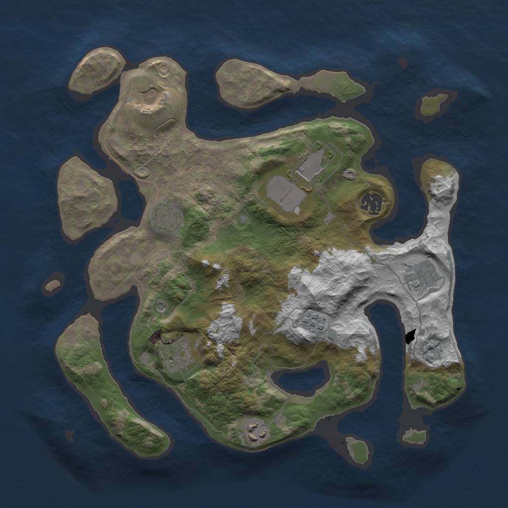 Rust Map: Barren, Size: 3500, Seed: 56892396, 11 Monuments