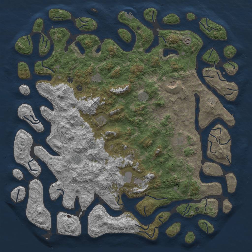 Rust Map: Procedural Map, Size: 6000, Seed: 12602720, 16 Monuments