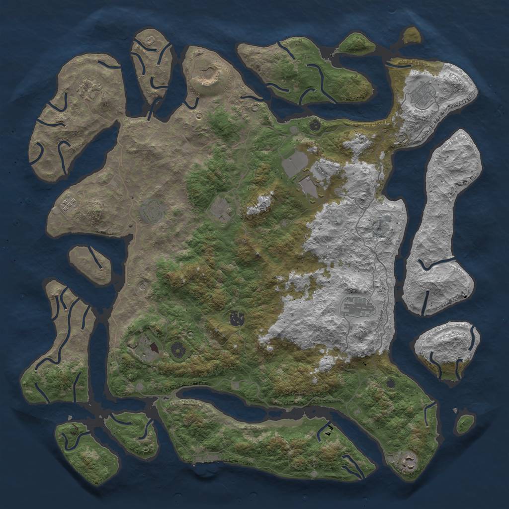 Rust Map: Procedural Map, Size: 5000, Seed: 465, 15 Monuments
